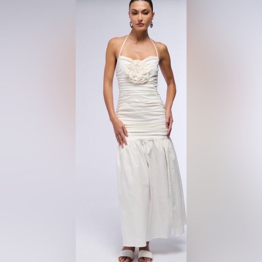 AKIRA Strapless White Maxi Poplin
